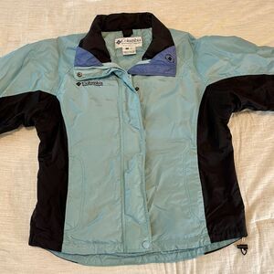 Columbia Women's Small Blue Rain Jacket Waterproof Hooded Coat Lightweight Nylon